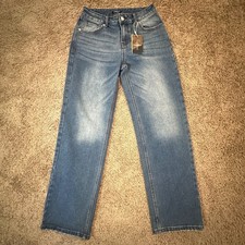 Flamingals Jeans Womens S High Rise Straight Leg Medium Wash Stretch Denim NWT picture