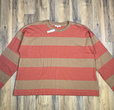 MADEWELL Easy Crewneck Long-Sleeve Tee Women M Striped Cotton Jersey T-Shirt picture