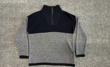 T by Talbots Black/Gray Womens quarter-zip pullover sweater. - Size MP picture