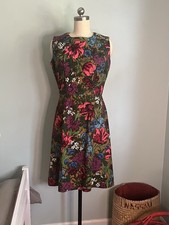 Vintage Floral Print Dress Belted A Line Fit and Flare Size 6/8 Womens Medium picture