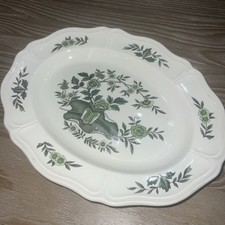 Vintage Wedgwood Green Leaf Queen’s Shape Oval Serving Platter England picture