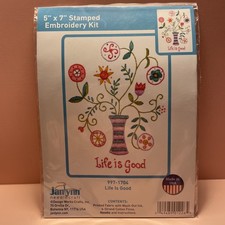 Unopened Janlynn Sew Simple Embroidery Kit Life Is Good #997-1704 USA New 5”x 7” picture