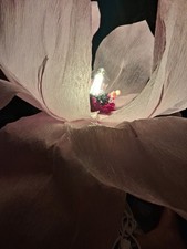 Handcrafted Giant Pink Italian Crepe Paper Flower Hanging Lamp, LED picture