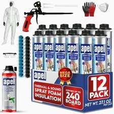 Apel Spray Foam Insulation Kit (12 x 32.80 oz./240 Bd ft) Heat and Acoustic Insu picture