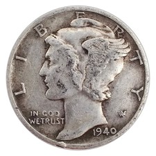 1940-D Mercury Dime F Fine 90% Silver picture