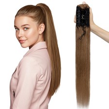 MY-LADY Extension Human Hair Claw Clip In Hair Extension Long Straight Pony picture