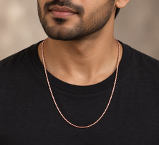 Pure Copper Box Link Chain Necklace Slim Polished Retro Unisex Jewelry Gift Boho picture