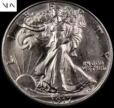 1917-S Walking Liberty Half Dollar - Choice Almost Uncirculated AU - 90% Silver picture