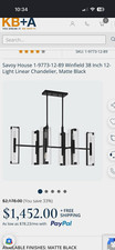Savoy House Winfield 12-Light Linear Chandelier 38 in Matte Black picture