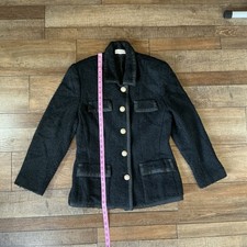 VTG Henri Bendel Women's Black Boucle Wool Blazer Jacket Size 14 USA Made #51118 picture