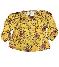 Women's Bishop Long Sleeve Blouse - Knox Rose Yellow Floral M picture