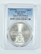 1979 Mo Mexico 1 Onza Silver MS65 PCGS Blue Label picture