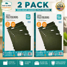 (2 Pack) Pen+Gear Hanging File Folders Letter Size 1/5 Cut Green 50 Total picture