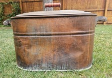 Antique/Vintage Revere Copper Tub-Wood Handles & Lid-Local Pickup Only-Denver CO picture