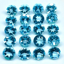 VVS 10 Pcs Natural Sky Blue Topaz 6mm Round Cut Top Quality Loose Gemstones Lot picture