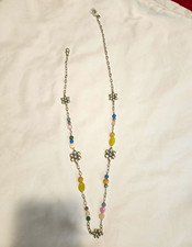 NWT Brighton Florette Long Necklace Silver Multicolor Crystal Flower Beads picture