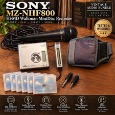 Sony MZ-NHF800 Hi-MD MiniDisc Recorder Walkman + ATR20 Mic + 6 Sealed Discs Case picture