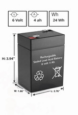 6 Volt 4.0Ah SLA Rechargeable AGM Battery F1 Terminal Replacement picture