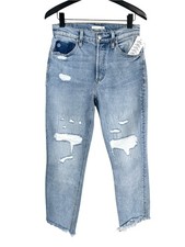 NWT Socialite High Rise Distressed Raw Hem Cropped Ankle Jeans Size 27 picture
