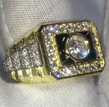 14K Multi-Tone Gold Men's Cluster Style Lab Grown Diamond Ring For Engagement picture