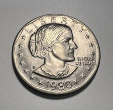 1980 D Susan B Anthony Liberty  *One Dollar Coin* Circulated Rare Wide Rim picture