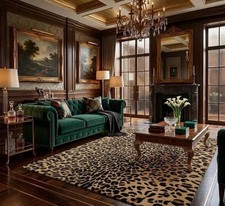 Share Hand-Tufted Leopard Print Wool Rug Beige Brown Safari Area Carpet picture