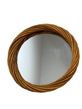 Vintage MCM Coastal Twisted Rattan Round Mirror Made in Germany picture