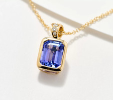 Affinity Gems 1.5-ct Emerald Cut Tanzanite & Diamond 14K Necklace picture