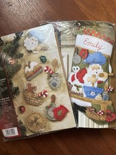 Rare Bucilla Chef Santa 18” Felt Christmas Stocking Kit  #85435 New Ornament Set picture