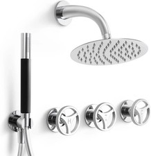 SKOWLL 3 Handle Shower Faucets Set, Polished Chrome Banthroom Shower Sysren w... picture