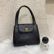 Chanel Vintage Kelly Black Lambskin Gold Hardware Diamond Quilted Top Handle picture