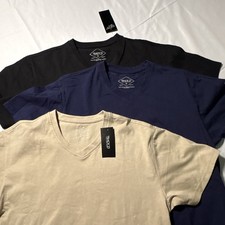 Track 23 Men’s Black Blue Beige Solid V-Neck Short Sleeve Tee Regular M picture