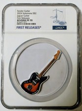 2024 PAMP Fender JAGUAR Guitar🎸 shaped Coin 1 oz .999 Silver NGC REV PF70 FR picture