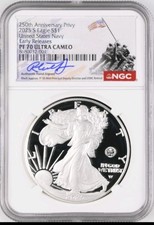 [In Hand] 2025-S Pf70 $1 250th NAVY US  Privy Silver Eagle NGC  ER Rhett Signed  picture
