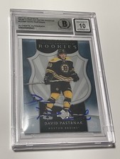David Pastrnak Signed Card Artifacts Clear Cut Retro Rookies Slabbed Beckett IP picture