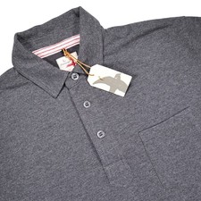 NWT RELWEN Men's Size L Charcoal Grey Cotton Pique Slot Short Sleeve Polo Shirt picture