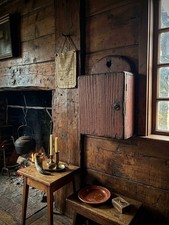 Primitive Early American Colonial Home Decor Wood Painted Wall Cupboard picture