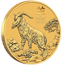 2027 P Australia Gold Lunar Series III Year of the Goat 1/20 oz $5 - BU picture