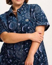 Lucy & Yak Rex Jumpsuit Aurora Celestial Print Navy Corduroy NWT UK 28 picture