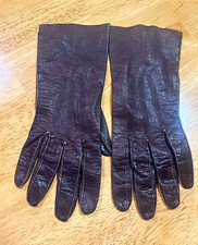 Women’s Antique 1930s Very Thin, Soft, Handmade Brown Lambskin Leather Sm Gloves picture