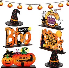  6 Pcs Halloween Table Centerpiece with 5 ft Pumpkin String Light Happy Hallowee picture