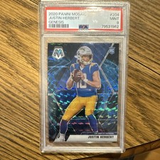 Panini 2020 Mosaic Justin Herbert Rookie Rookies Genesis Prizm #204 PSA 9 picture