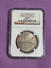 1939 Switzerland 5F Zurich Exposition MD65 NGC Coin picture