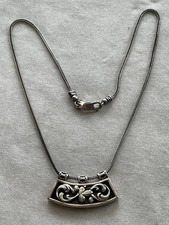 Vintage Silpada 925 sterling silver floral scroll slide pendant necklace Estate  picture