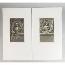 King Charles II & George Monck Engravings by P. Drevet after A. Werff cca. 1707 picture