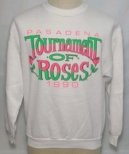 U.S. Sweats Pasadena Tournament Of Roses 1990 White Sweatshirt Size XL ~ Used  picture