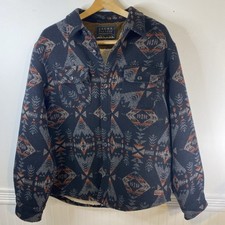 JACHS New York Men’s Shirt Jacket Shacket Large Aztec Sherpa Lined Wool Blend  picture