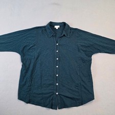 J. Jill Womens Large Dark Teal Cotton Tencel Modal Slub Stretch Button Shirt picture