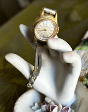RARE Belforte 17 Jewels Watch Ivory Dial Gold Tone Case Silver Bracelet picture