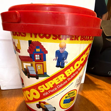 Vintage 1984 Tyco Super Blocks 456pc Deluxe Building Set Bucket picture